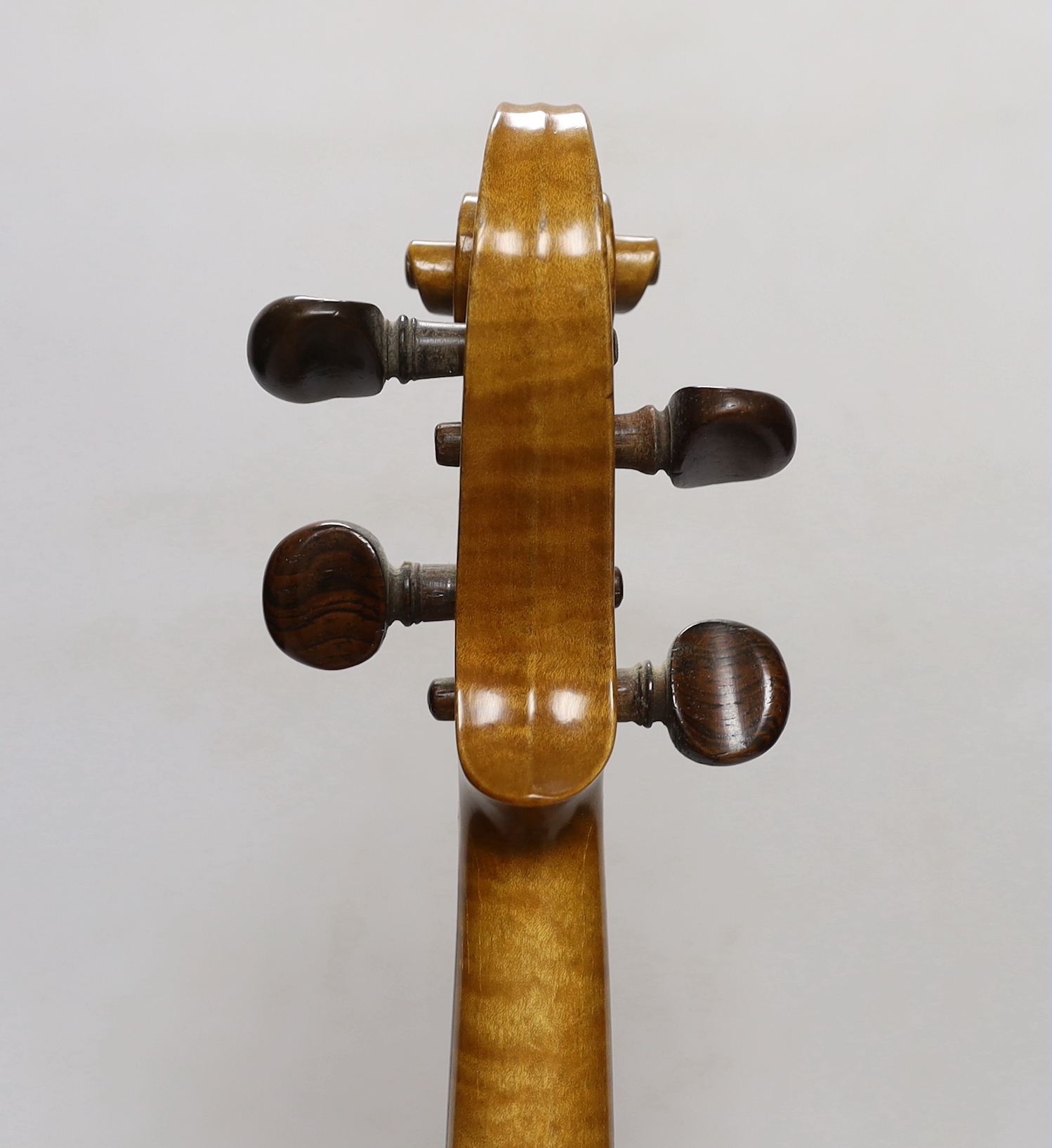 A bird's eye maple veneered student's violin, 58.5cm long